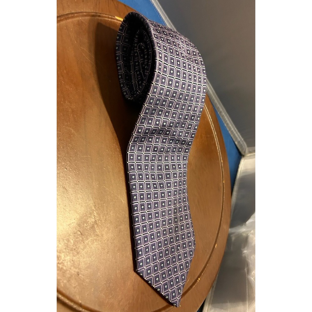 Nautica Men's Purple 100% Silk Tie Geometric Necktie